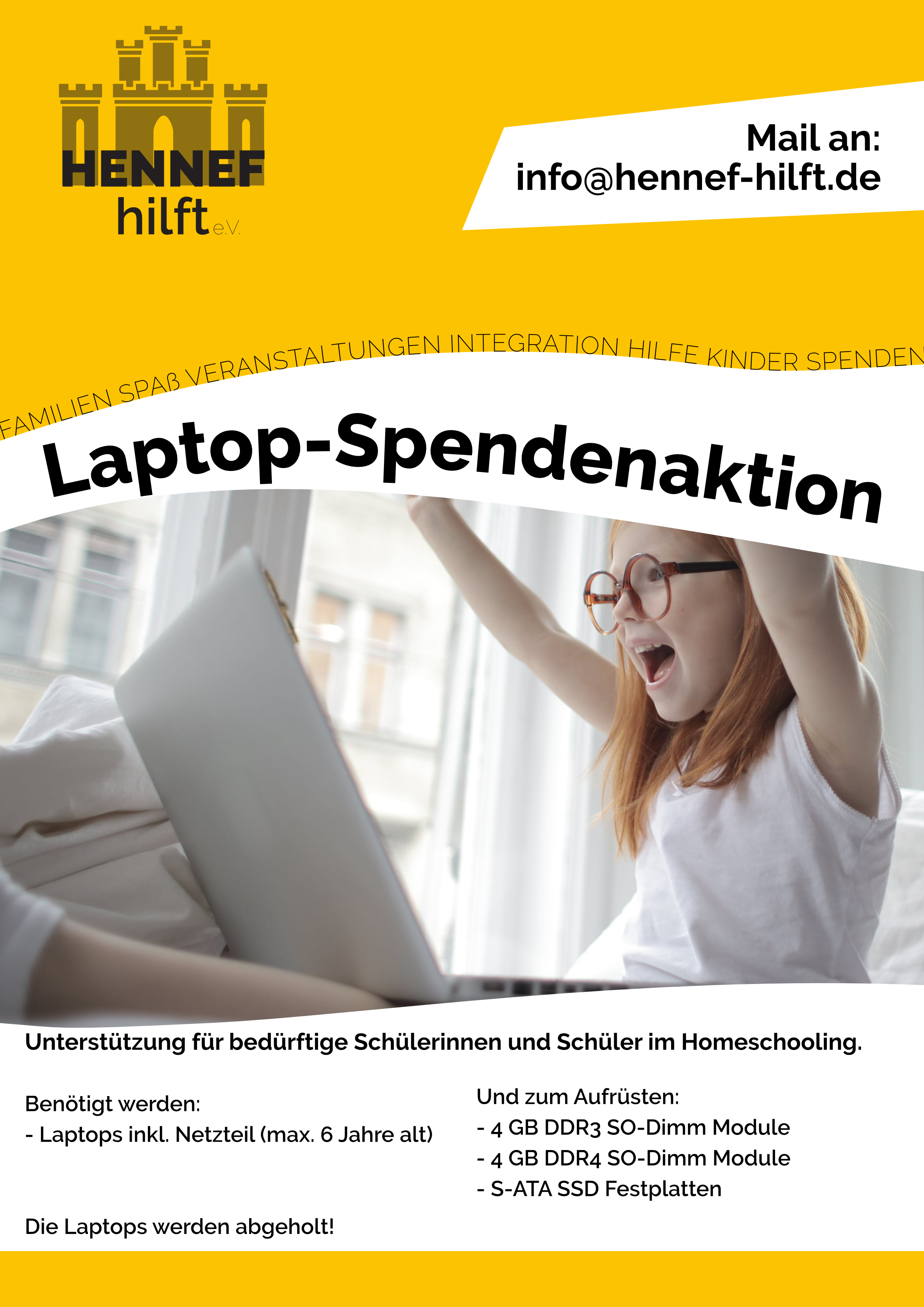 Bild Laptop-Spendenaktion für Schüler im Homeschooling